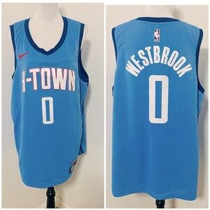 Russell Westbrook Rare Men XXL 56 Nike Swingman Houston Rockets Blue City Jersey